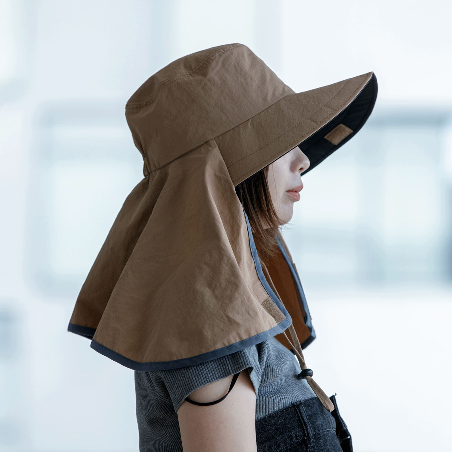 ヴェールナ 撥水タレつば広ハット - 画像9