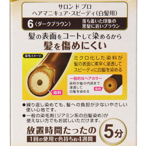 サロンドプロ 白髪用 ヘアマニキュア・スピーディ 6 ダークブラウン - 画像2
