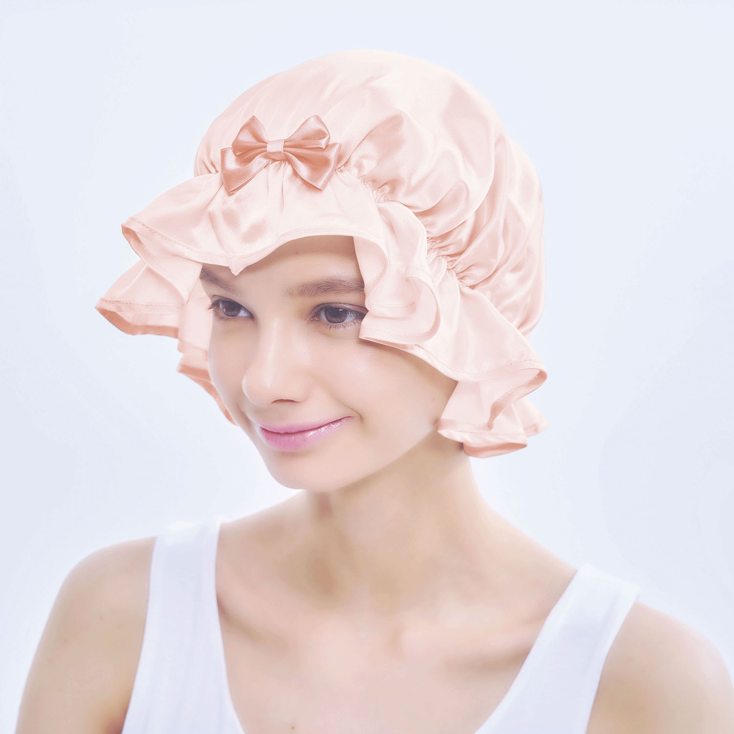 シルクシャイニーナイトキャップコットンピンク - 画像3