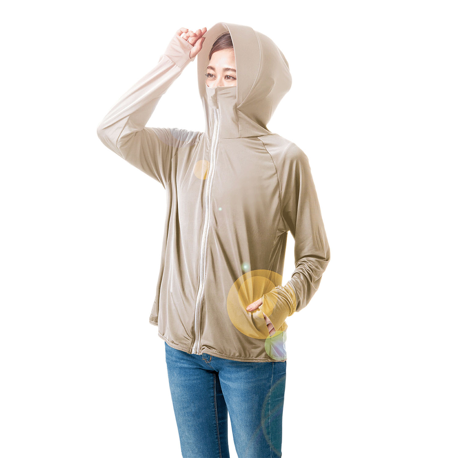 UVプロテクトパーカー シャイン  グレージュM - 画像5