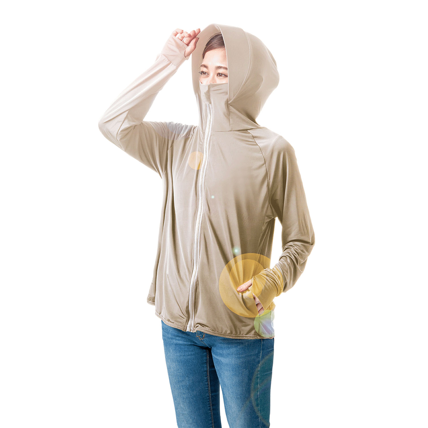 UVプロテクトパーカー シャイン グレージュL - 画像5