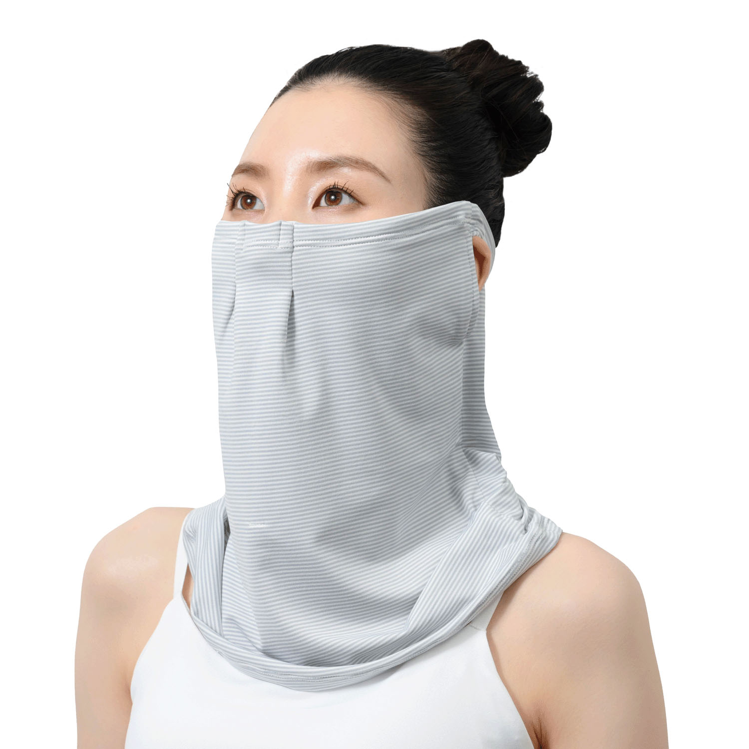 フィットスタイルフェイスカバー メッシュ付ボーダー柄 接触冷感 - 画像2