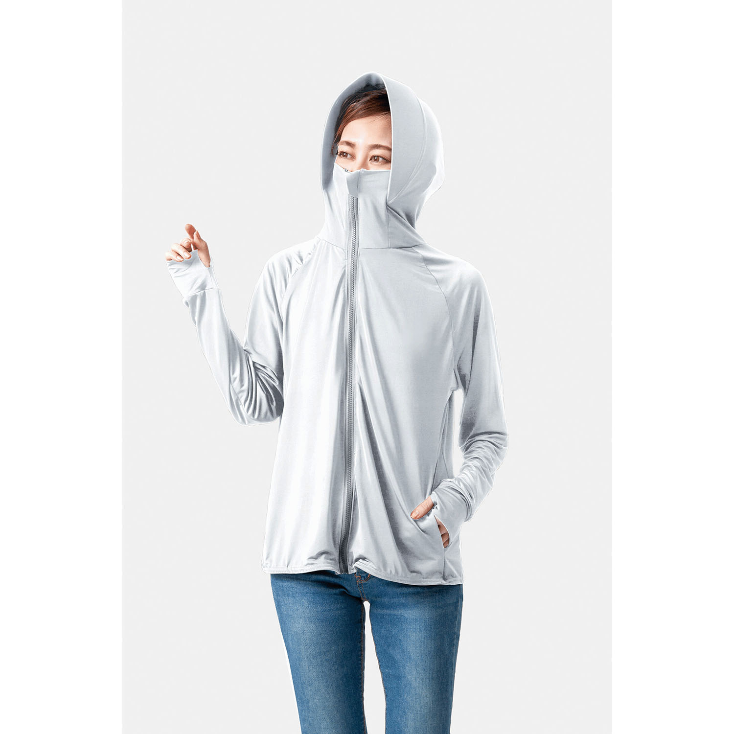 UVプロテクトパーカーシャイン アイスブルー Mサイズ - 画像2