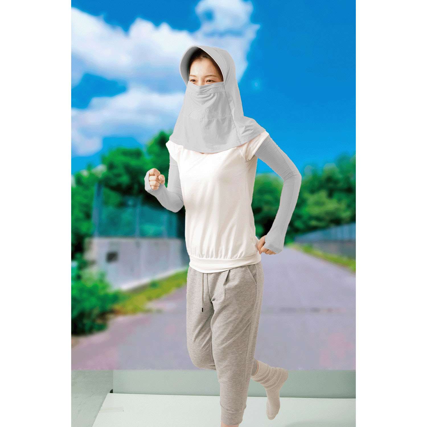 夏に差が出るUVフード グレー - 画像9