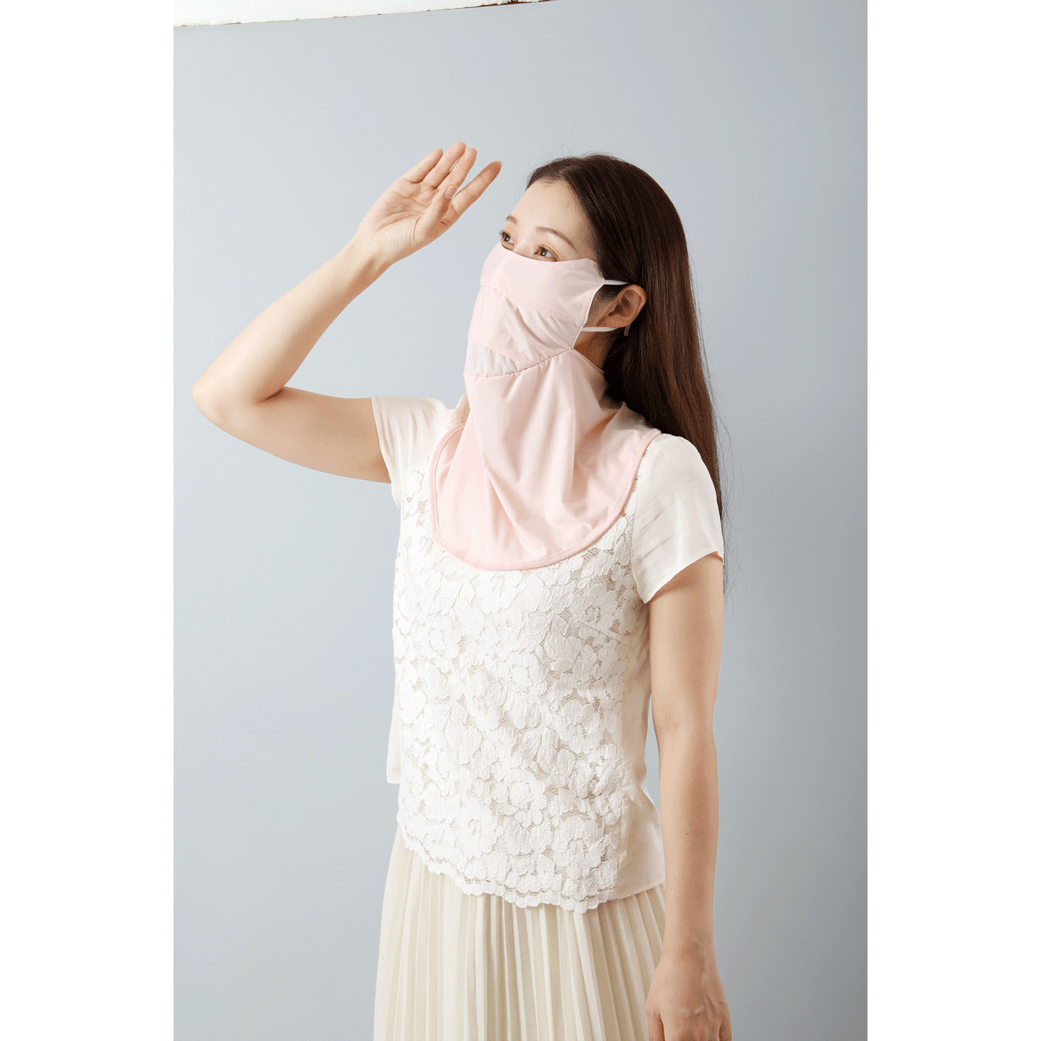 夏に差が出るUVフェイスカバー ピンク・グリーン - 画像4