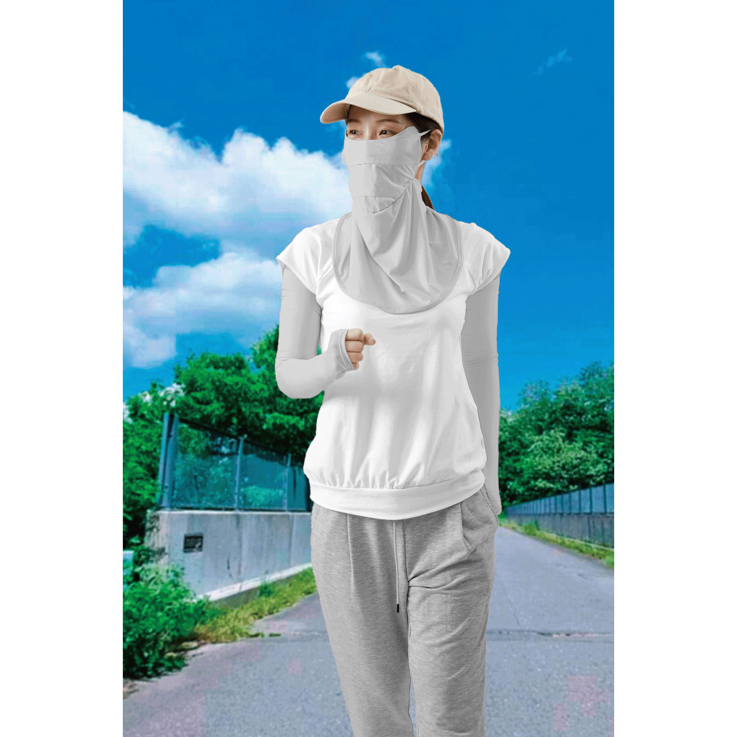 夏に差が出るUVフェイスカバー グレー - 画像5