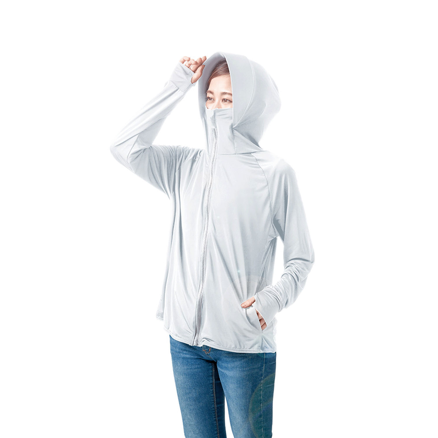 UVプロテクトパーカーシャイン アイスブルー Lサイズ