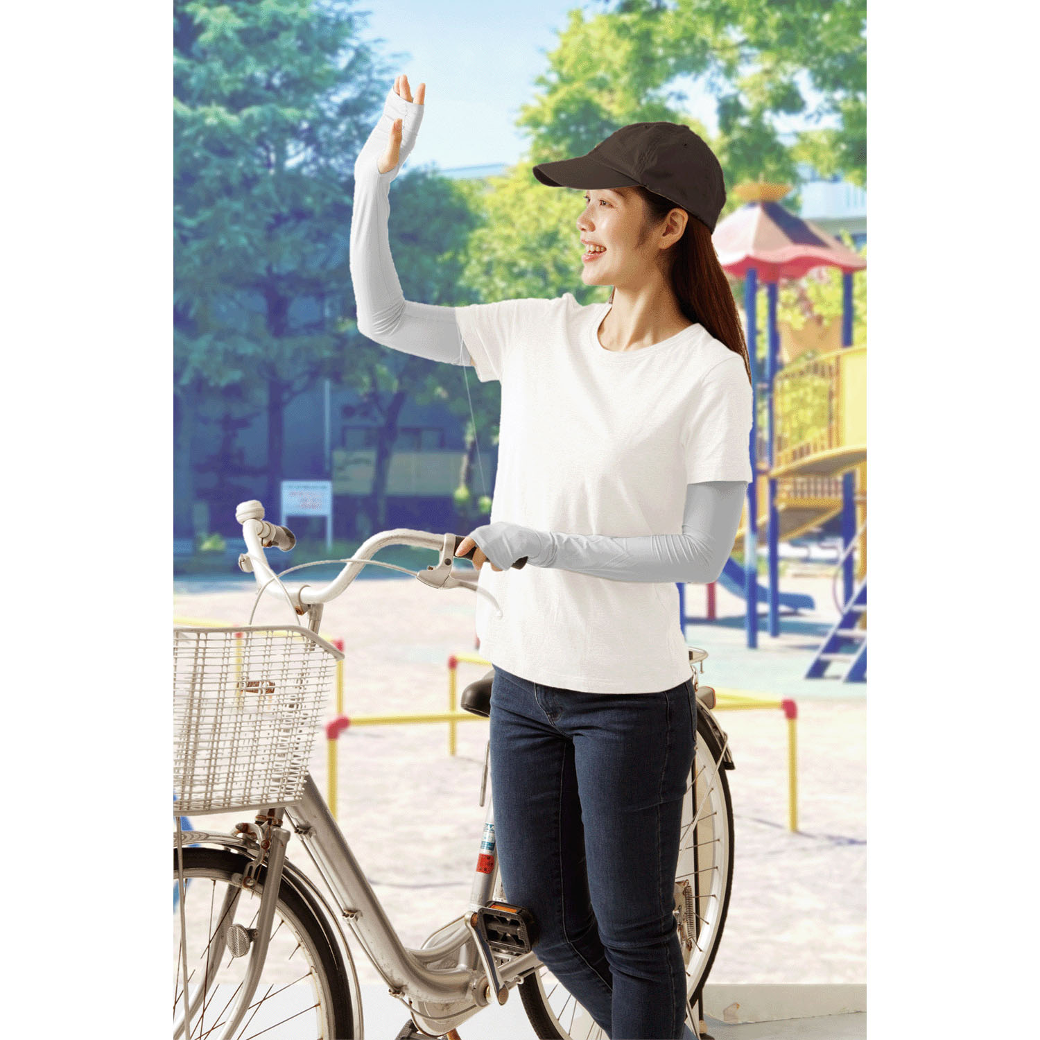 夏に差が出るUVアームカバー グレー - 画像8