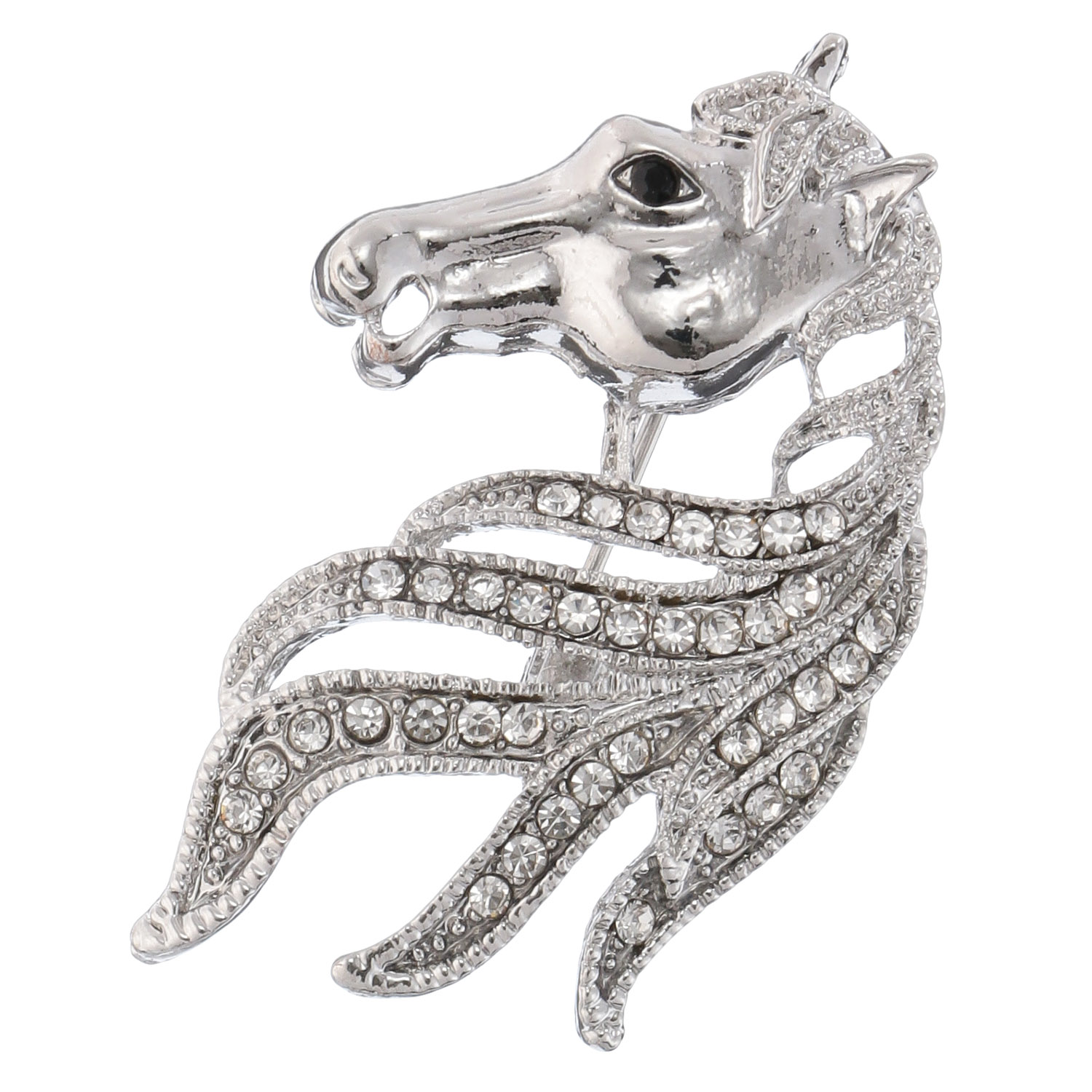 メタリック馬ブローチ