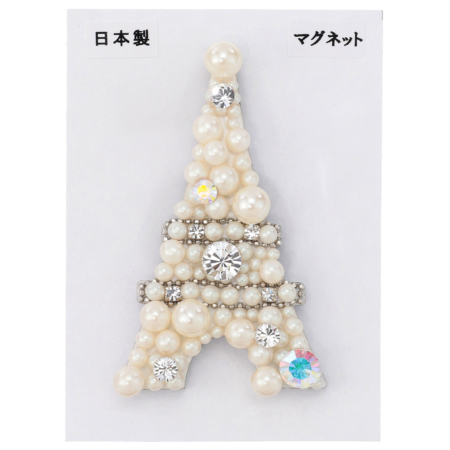 エッフェル塔パールビジューマグネットブローチ