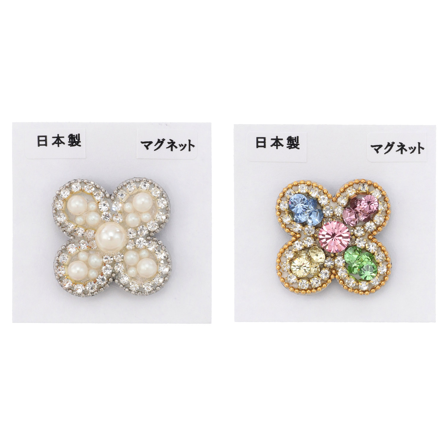 四つ葉ビジューマグネットブローチ