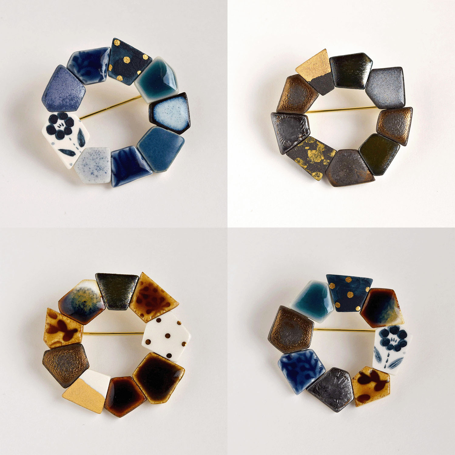 ORIDE ChiSE（おりでちせ）陶製ブローチ サークル型