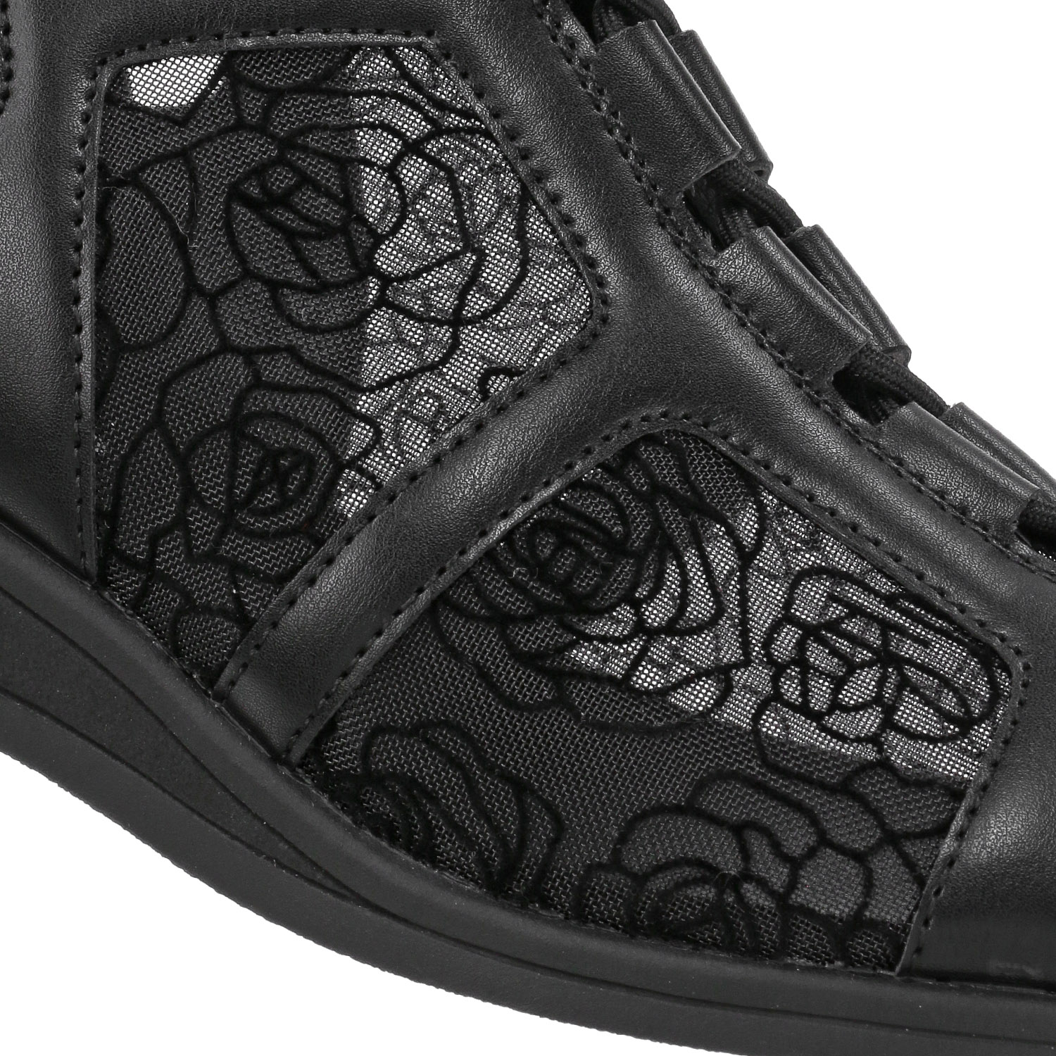 【するっと脱ぎ履きサンダル】 SOFT STEP チュールレースアップサンダルSSP3802 - 画像6