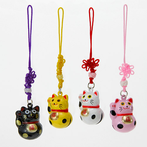 根付 カラー招き猫鈴