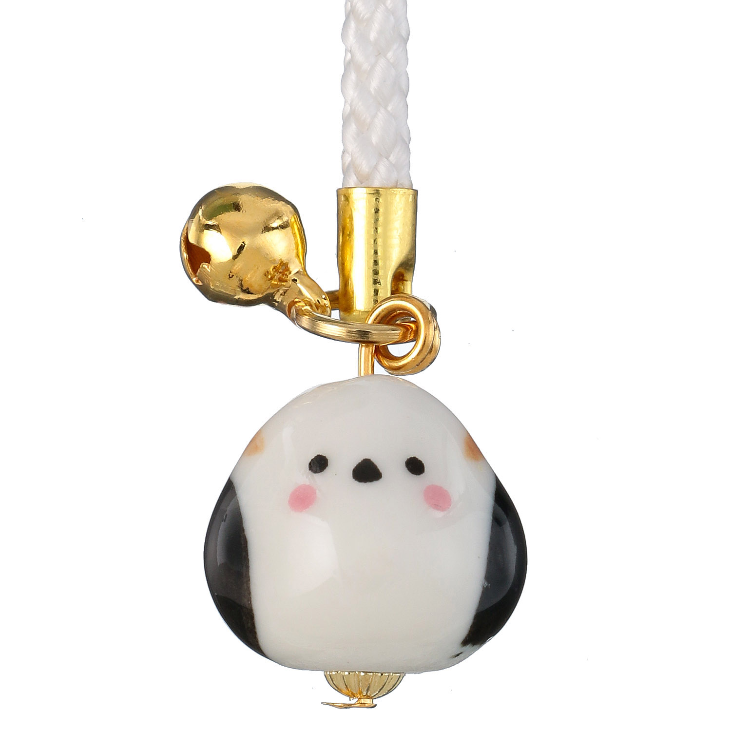 まんまる陶器シマエナガ ペア根付 - 画像2