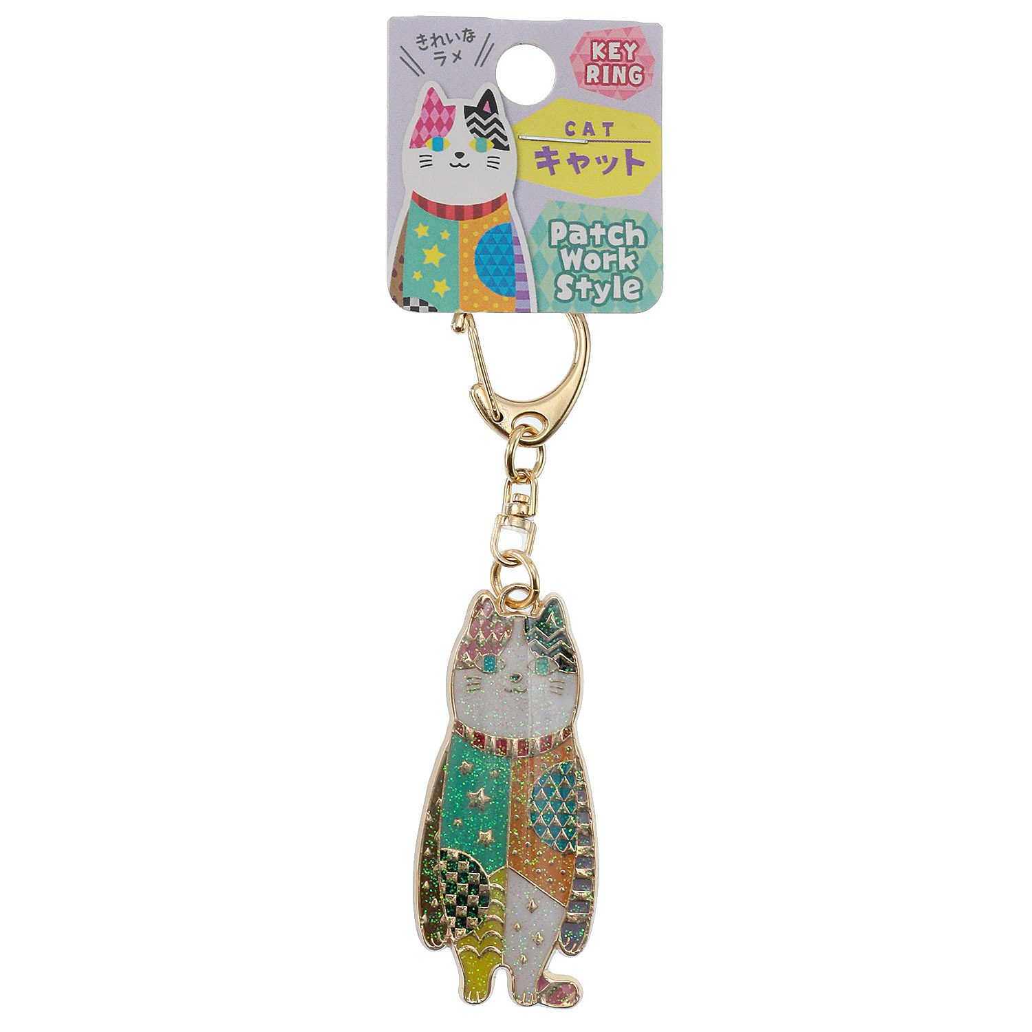 パッチワーク風キーホルダー キャット