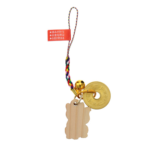 金運招き猫 ひのき5円玉付根付 - 画像2