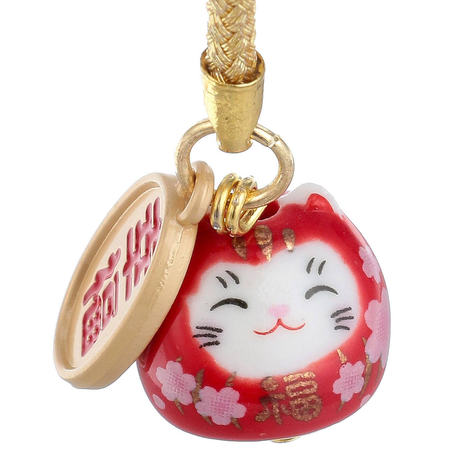 陶器福猫だるま幸福根付 - 画像2