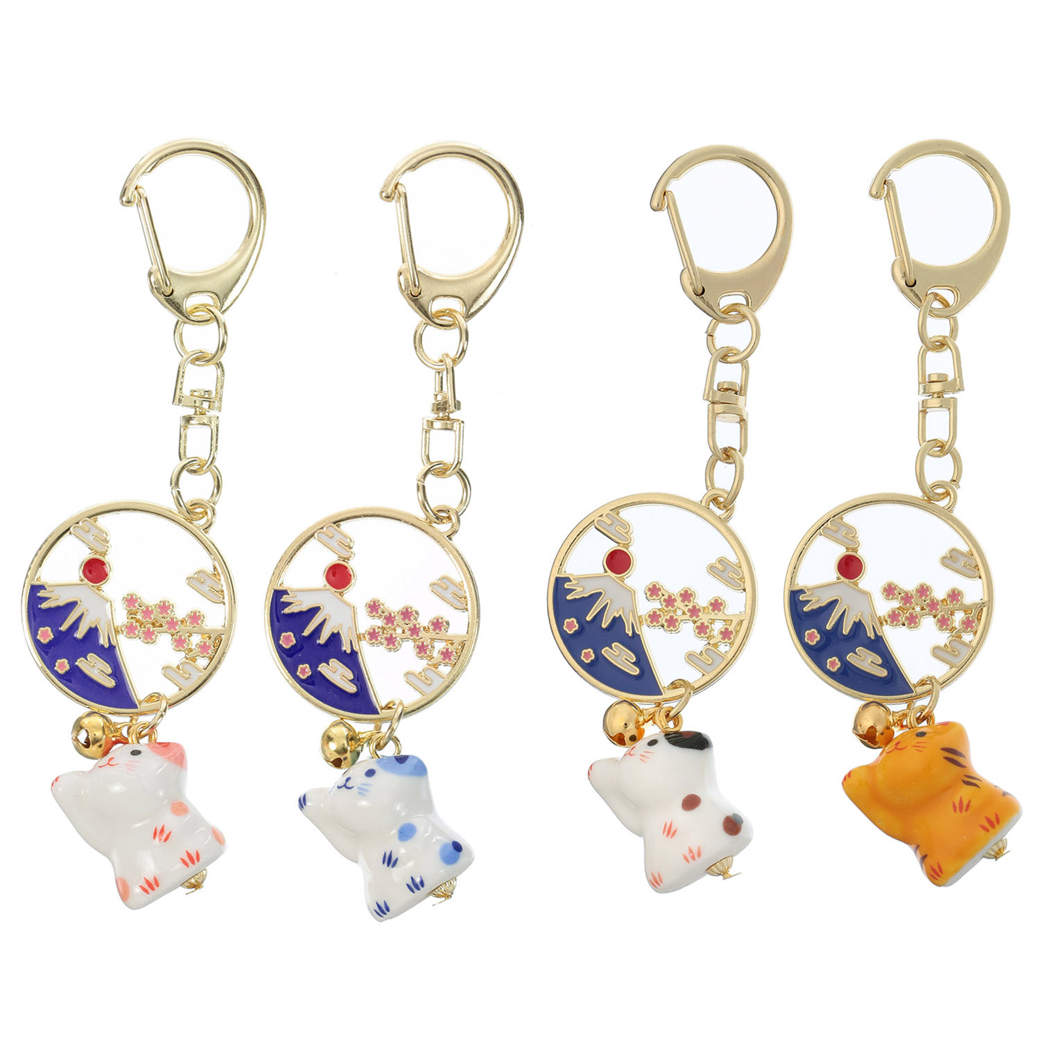 陶器あっぱれ富士山 猫キーホルダー