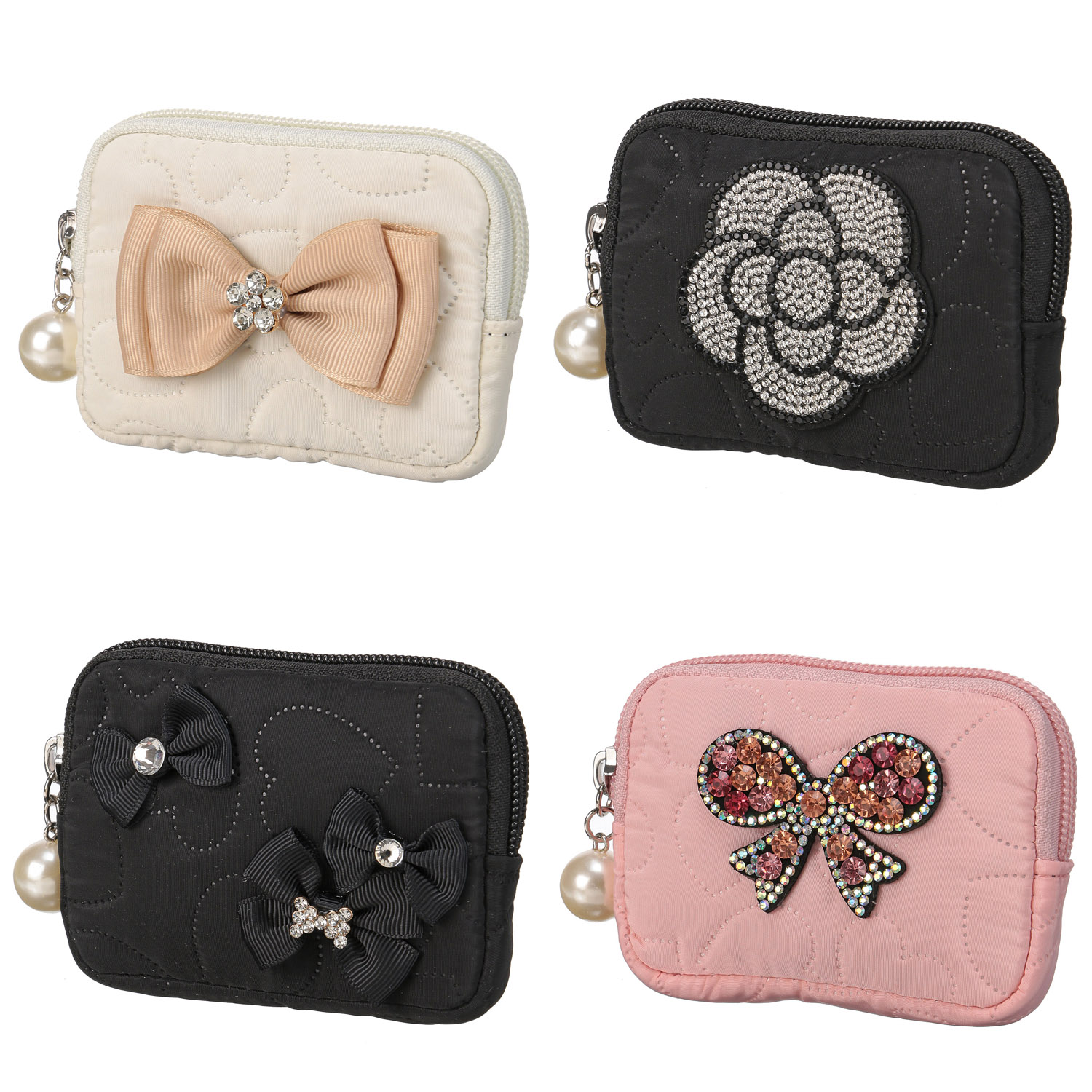 デコレーション ハート柄キルティングミニポーチ