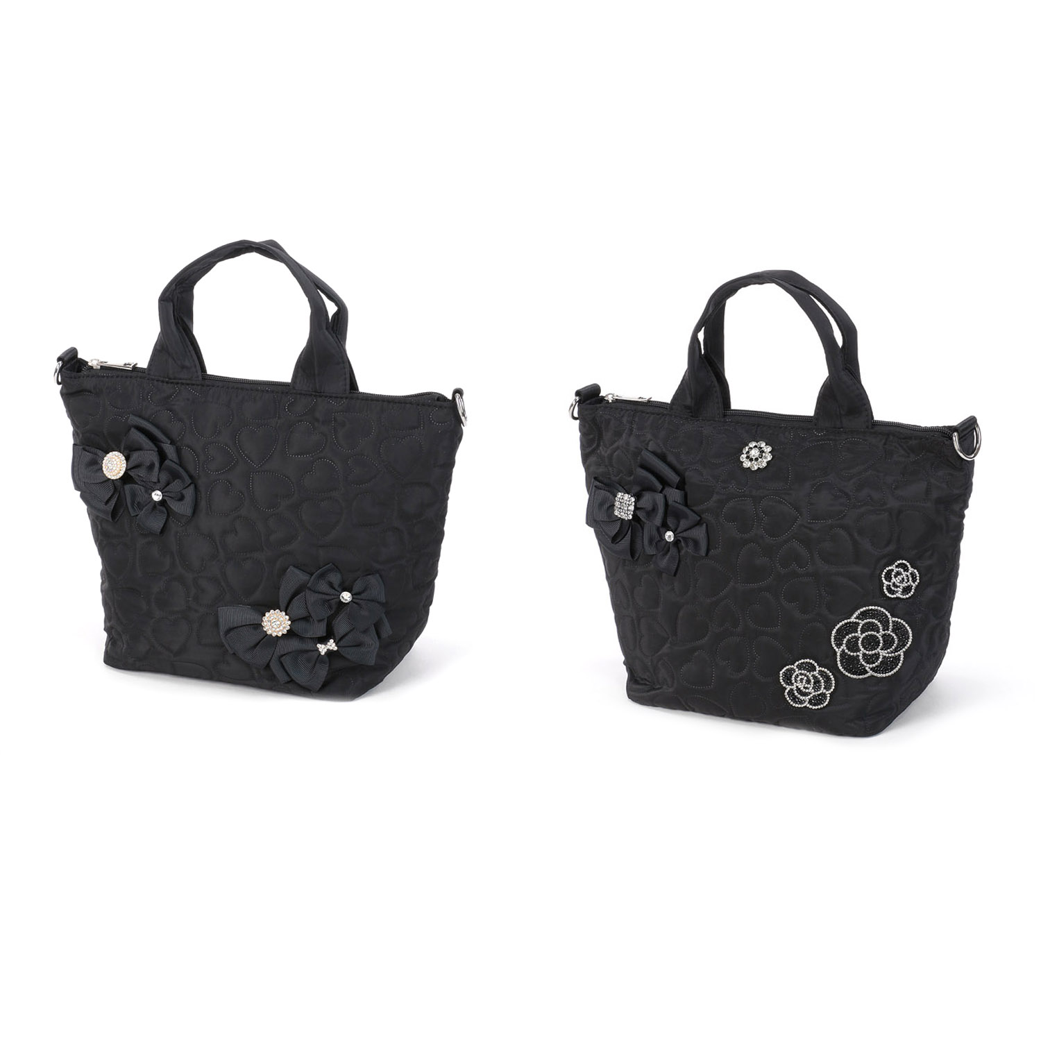 デコレーション ハート柄キルティングバッグ