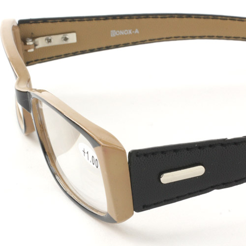 リーディンググラス レザー風 ベージュ - 画像3