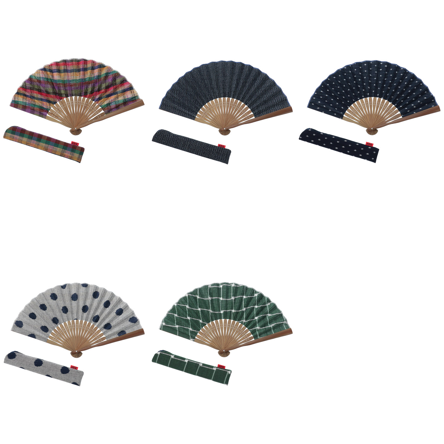 【儀右ヱ門】久留米絣扇子セット - 画像1