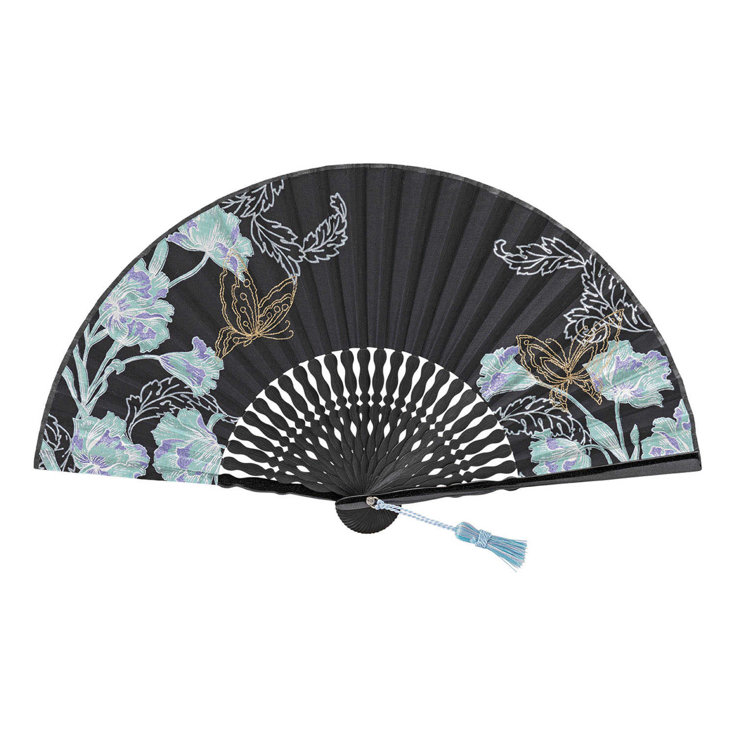 婦人扇子セット ブーケ黒