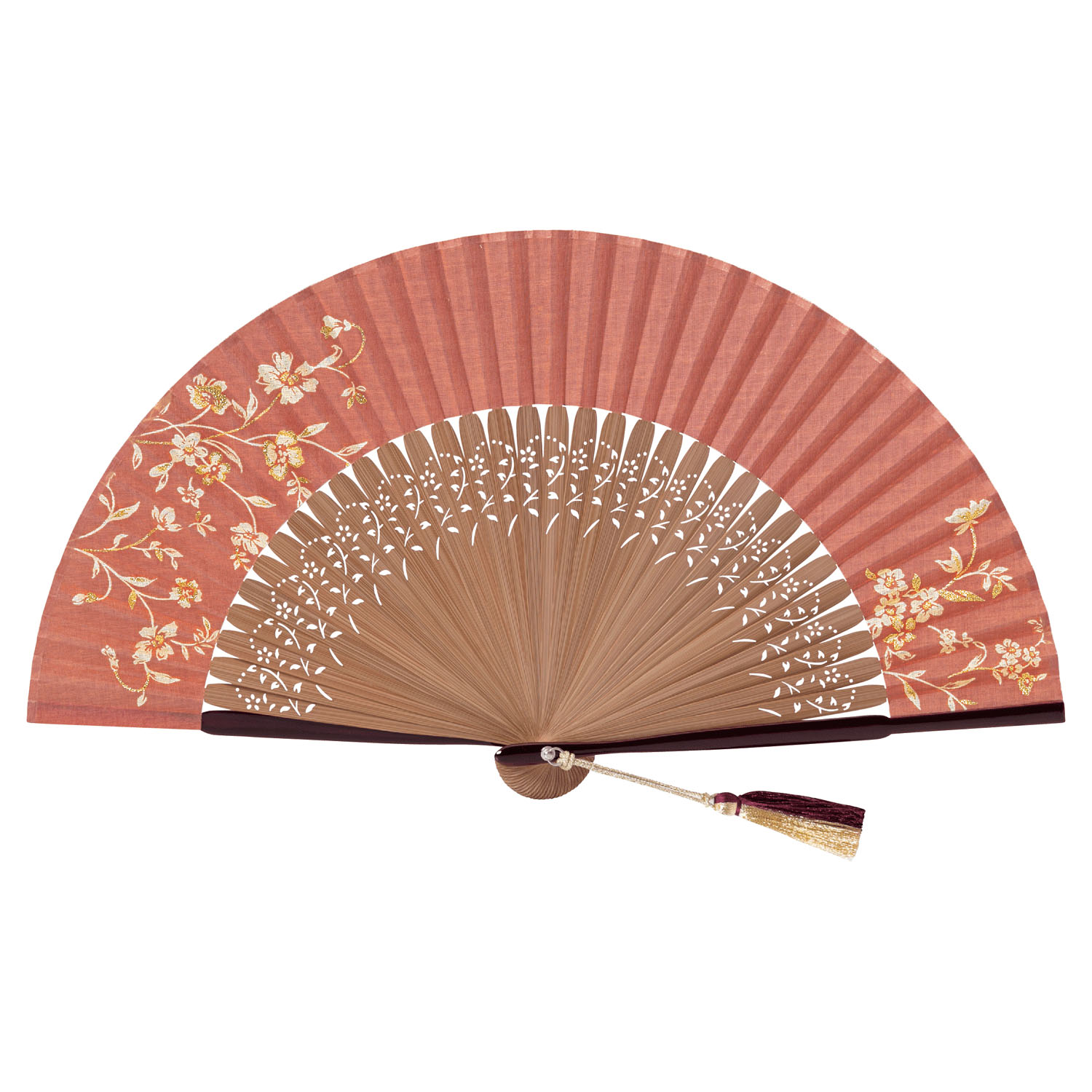 婦人扇子セット 紗羅 珊瑚