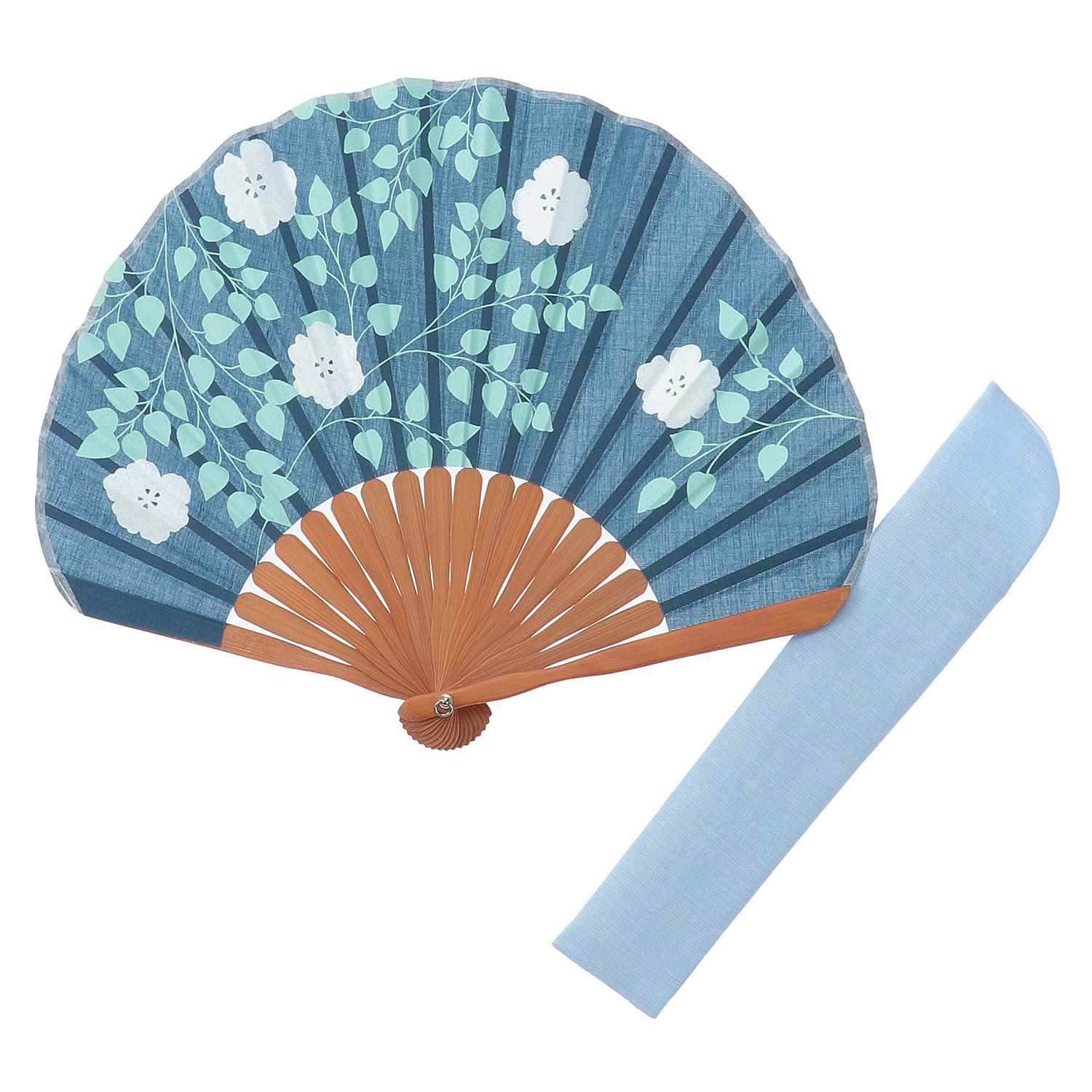FUWA 女性用扇子ギフトセット フラワー ネイビー