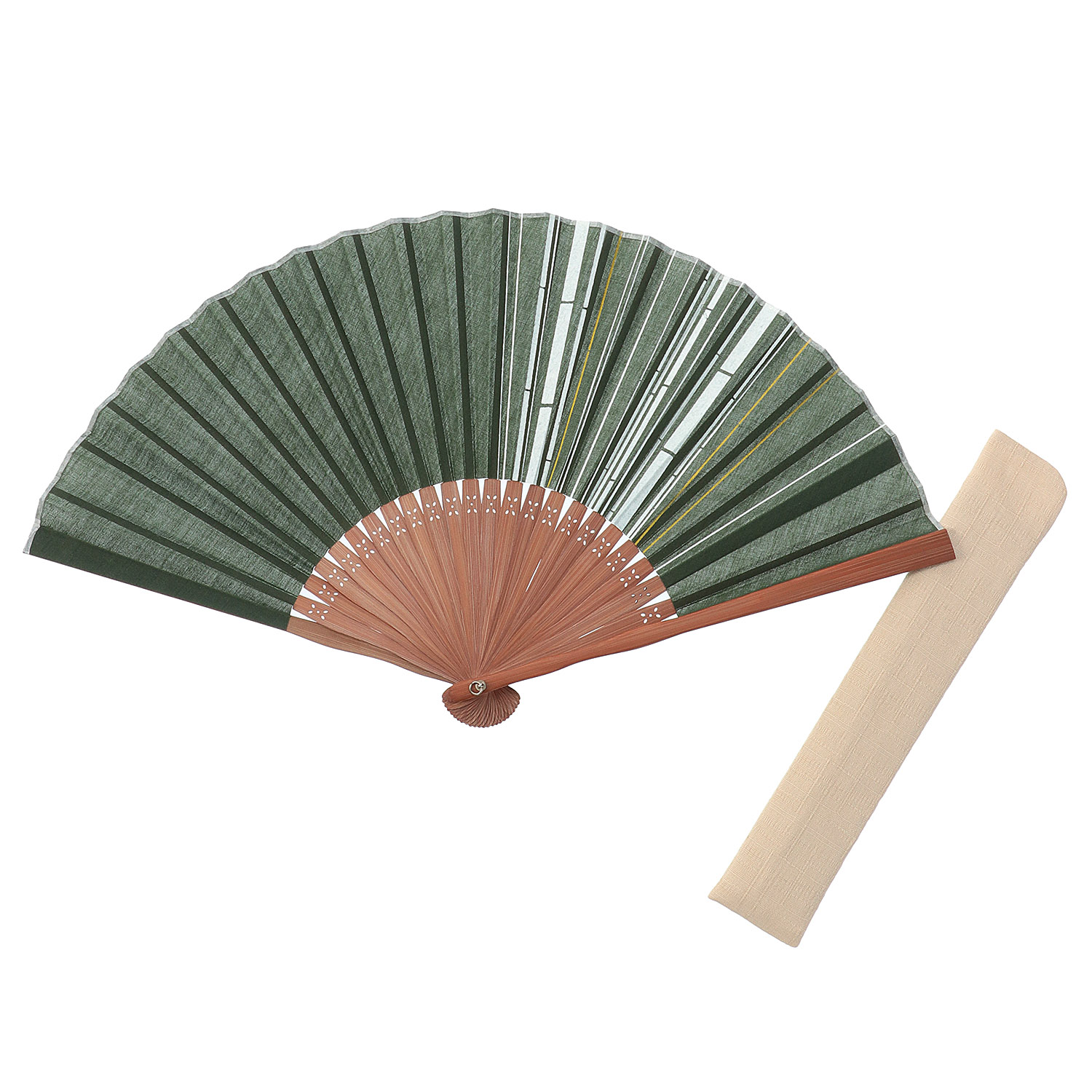 fuwa 男性用扇子セット 竹 グリーン