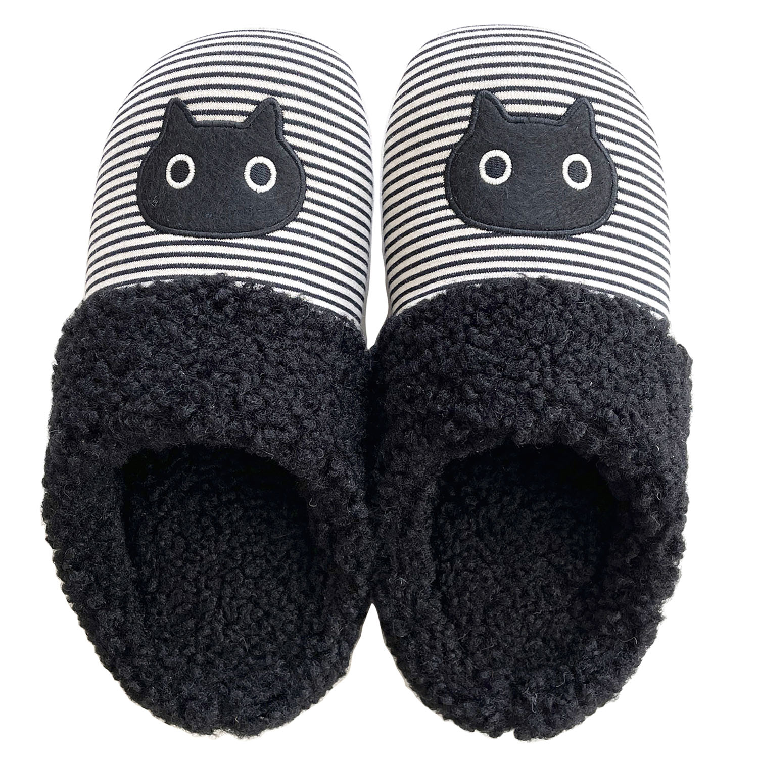 アツコマタノ ボアスリッパ 細いボーダー