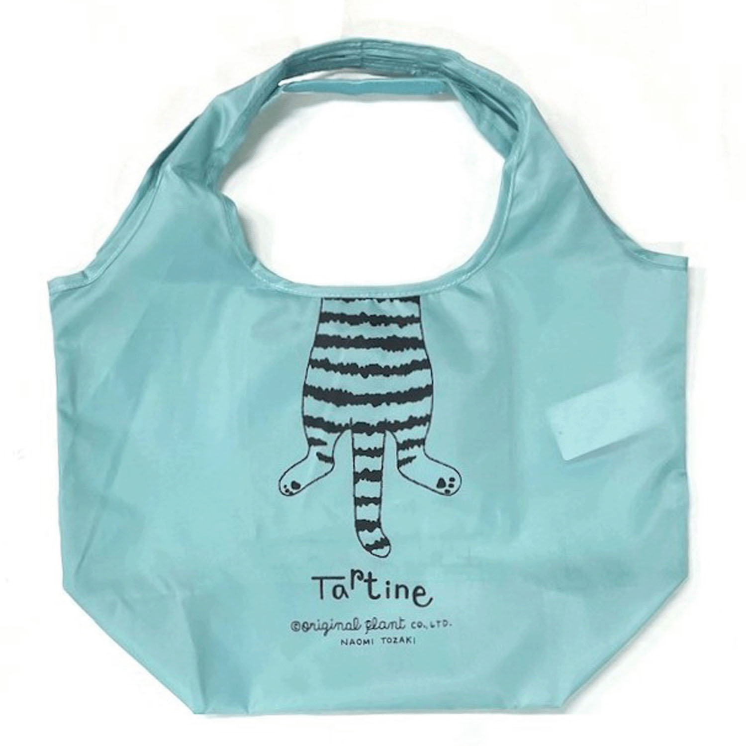 タルティーヌ横型エコバッグ ぶら下がり猫 ミント - 画像2