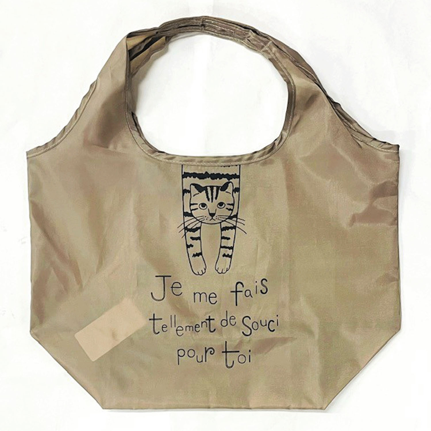 タルティーヌ横型エコバッグ ぶら下がり猫 ブラウン