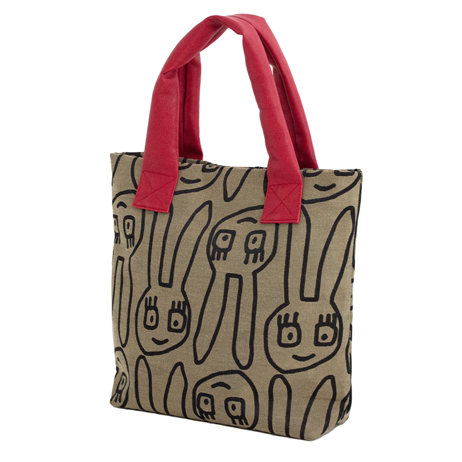 ゆるうさ縦型トートバッグ レッド