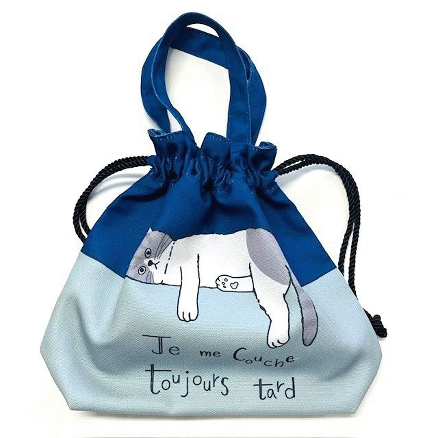 タルティーヌ 巾着トートバッグ 1匹ねこ（ブルー） - 画像2