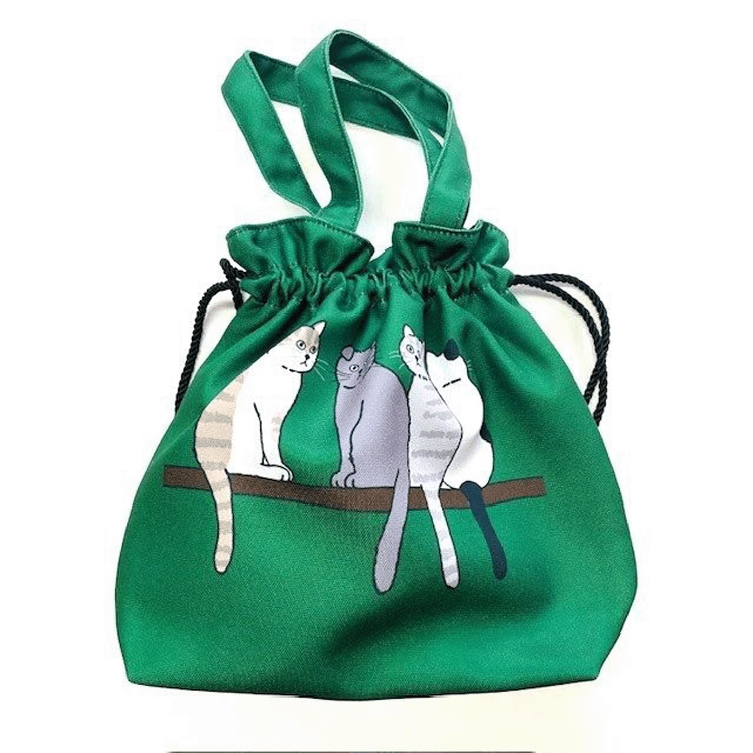 タルティーヌ 巾着トートバッグ 4匹ねこ（グリーン） - 画像2