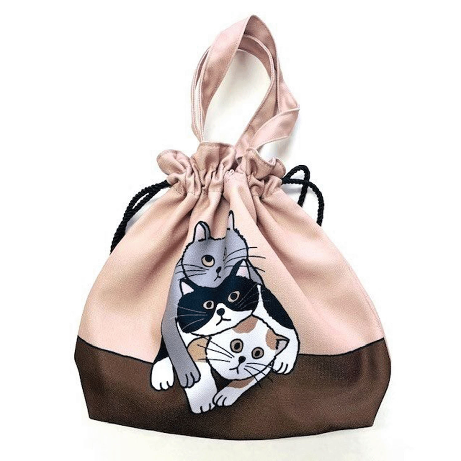 タルティーヌ 巾着トートバッグ 3匹ねこ（ピンク） - 画像2