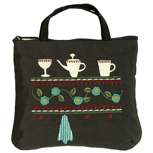 ATSUKO MATANO刺繍ポーチ食器棚 ブラウン