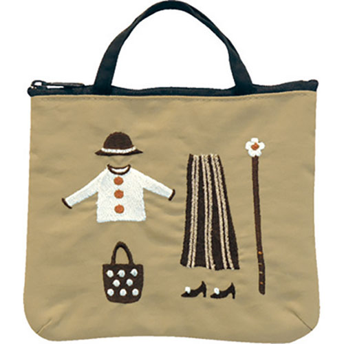 ATSUKO MATANO 刺繍ポーチ クローゼット モカ