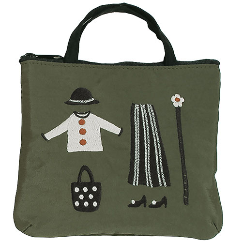 ATSUKO MATANO 刺繍ポーチクローゼット カーキ