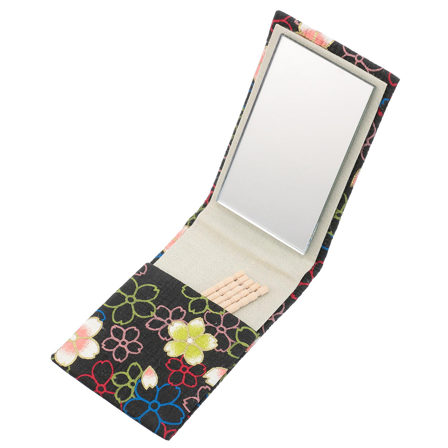 【色柄込】京友禅紙  縮みエチケットミラー - 画像2