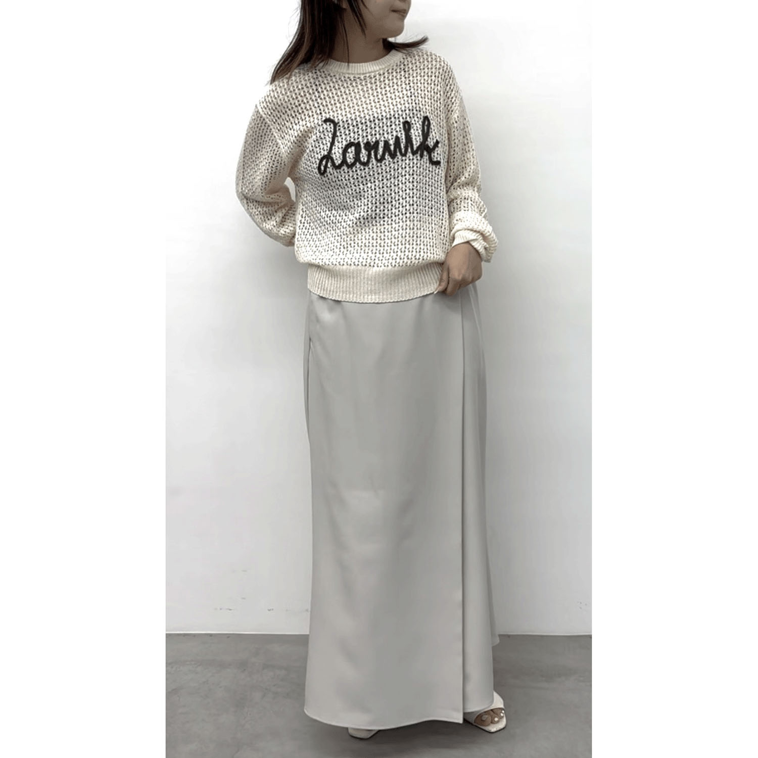 cloche メッシュ編みロゴニットトップス - 画像4