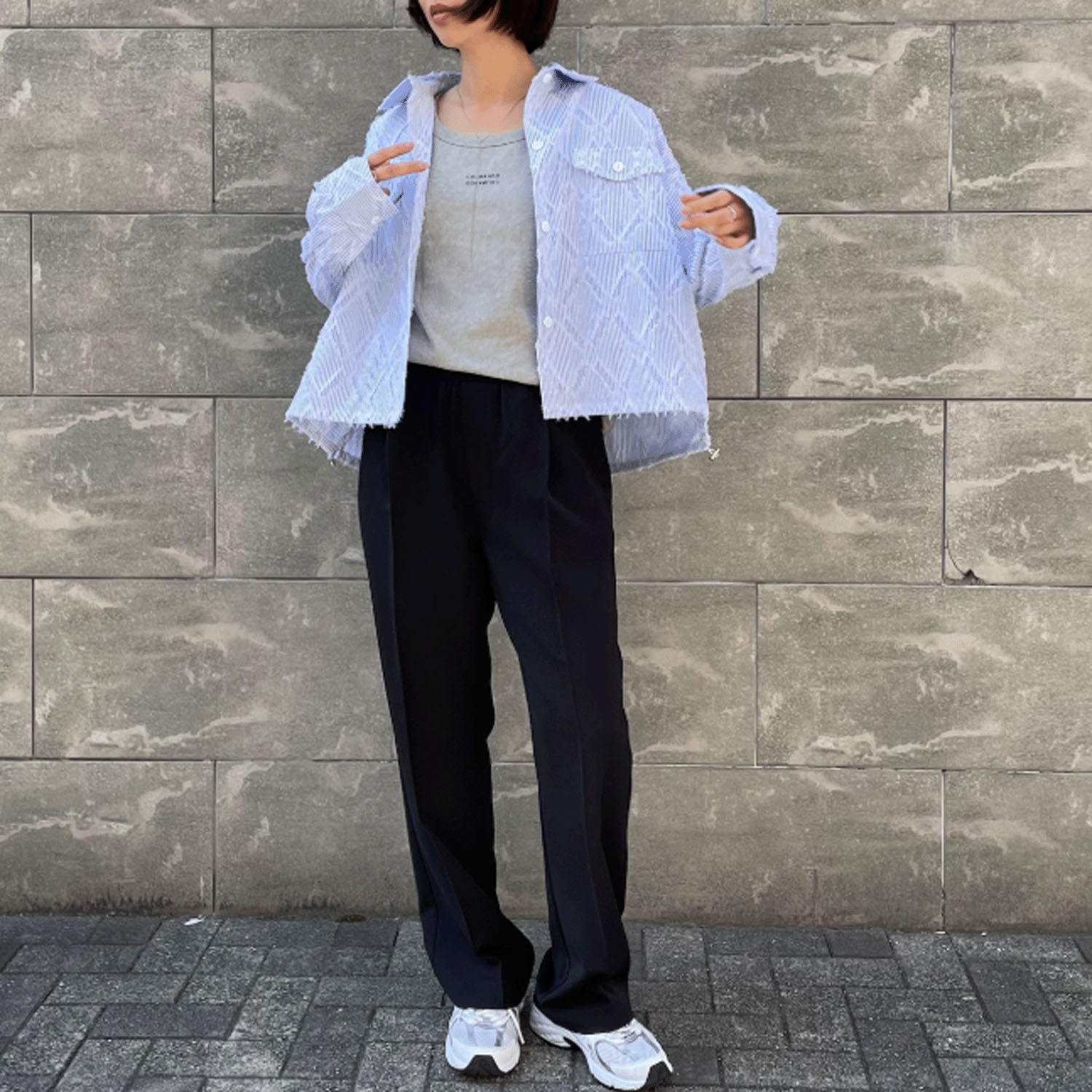 Anna Kerry ストライプシャツブルゾン - 画像11