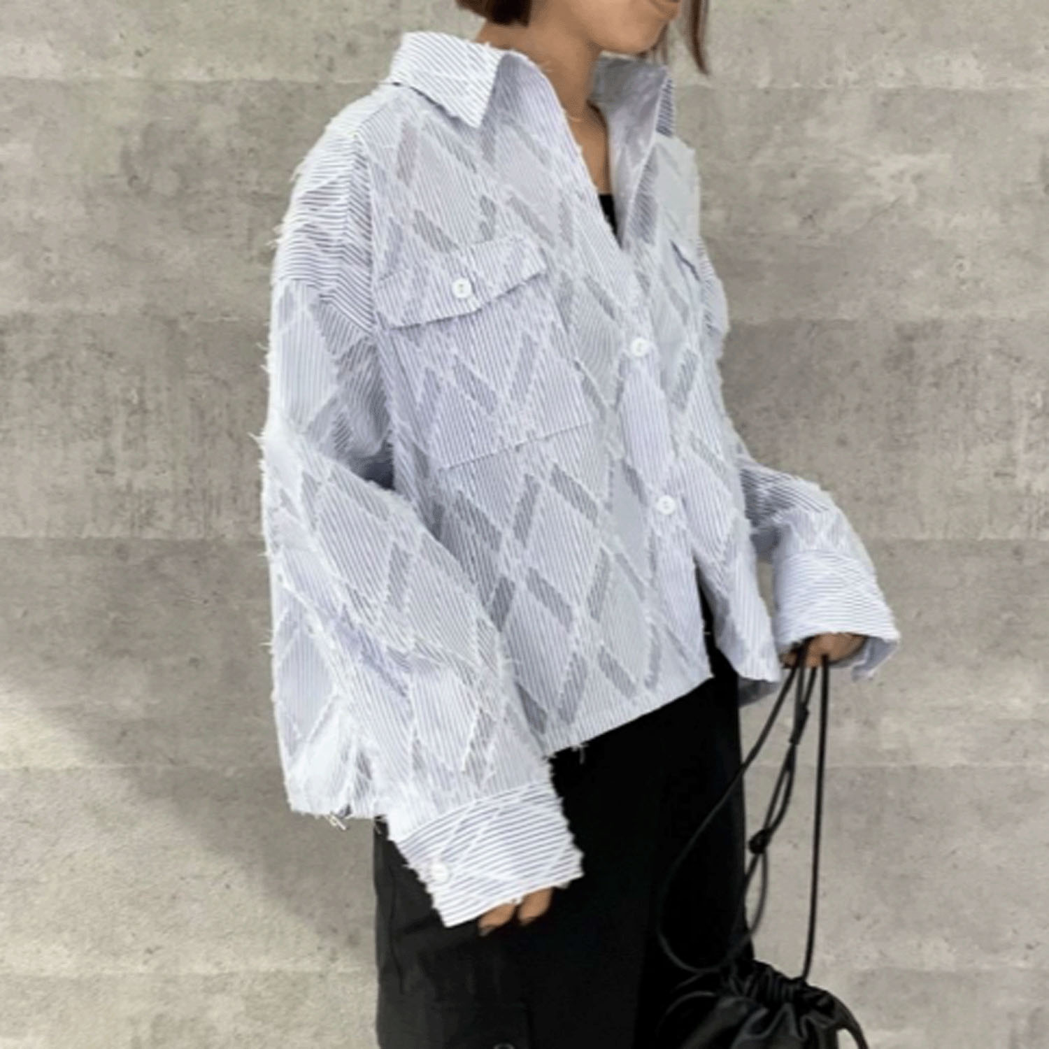 Anna Kerry ストライプシャツブルゾン - 画像3