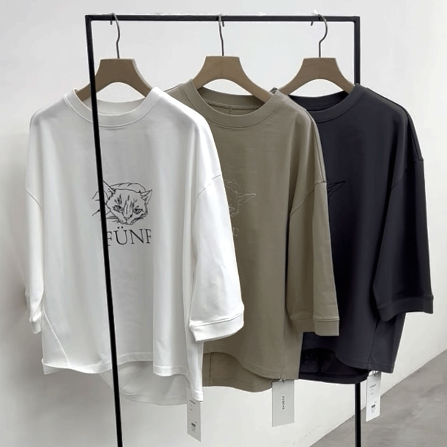 cloche 猫プリント5分袖Tシャツ - 画像2