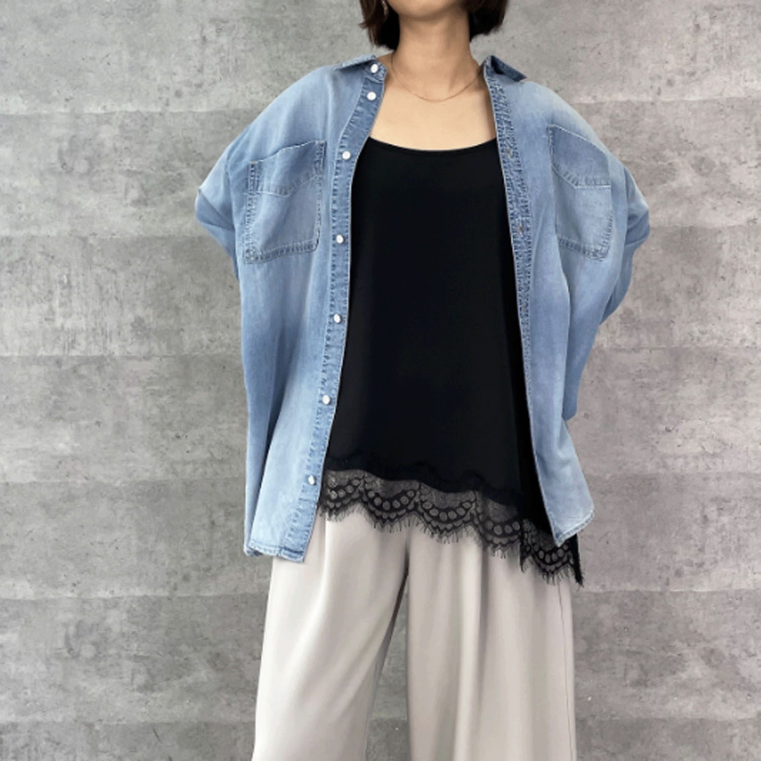 Anna Kerry レースヘムアシンメトリーキャミソール - 画像8