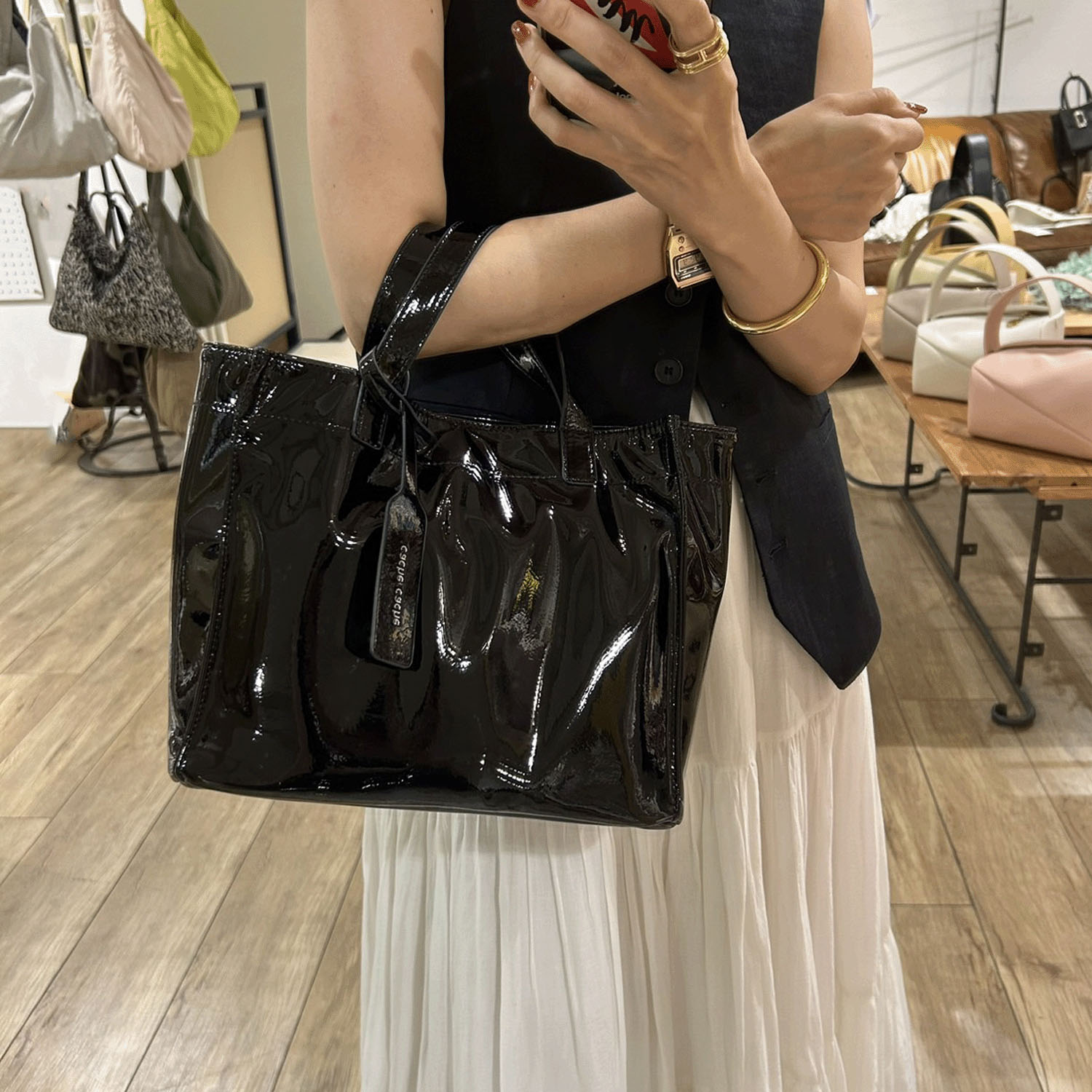 【Insta Live】cachecache エナメル風ショッパーバッグ小サイズ - 画像12