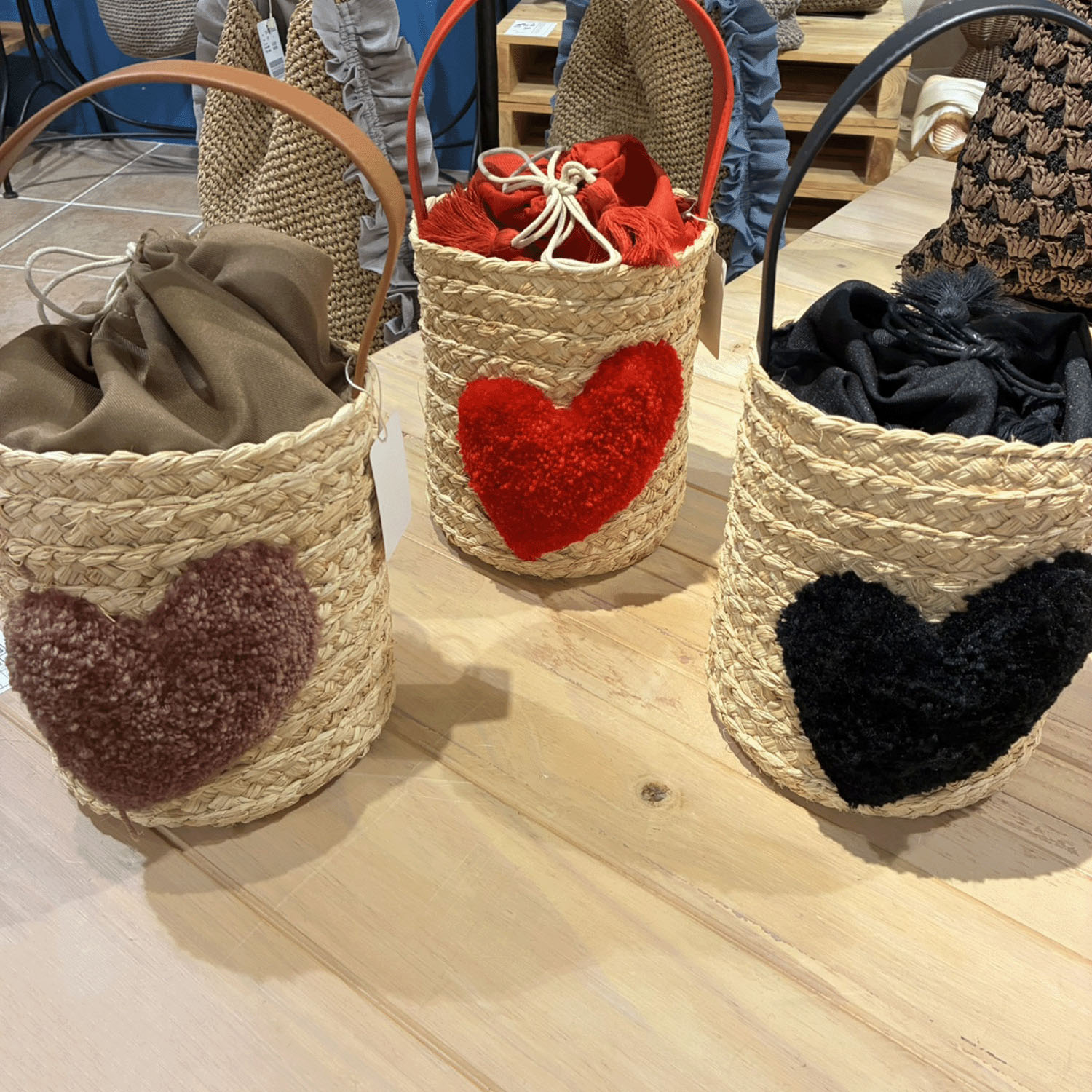 【Insta Live】cachecache ハート付ラフィアバケットトート - 画像2