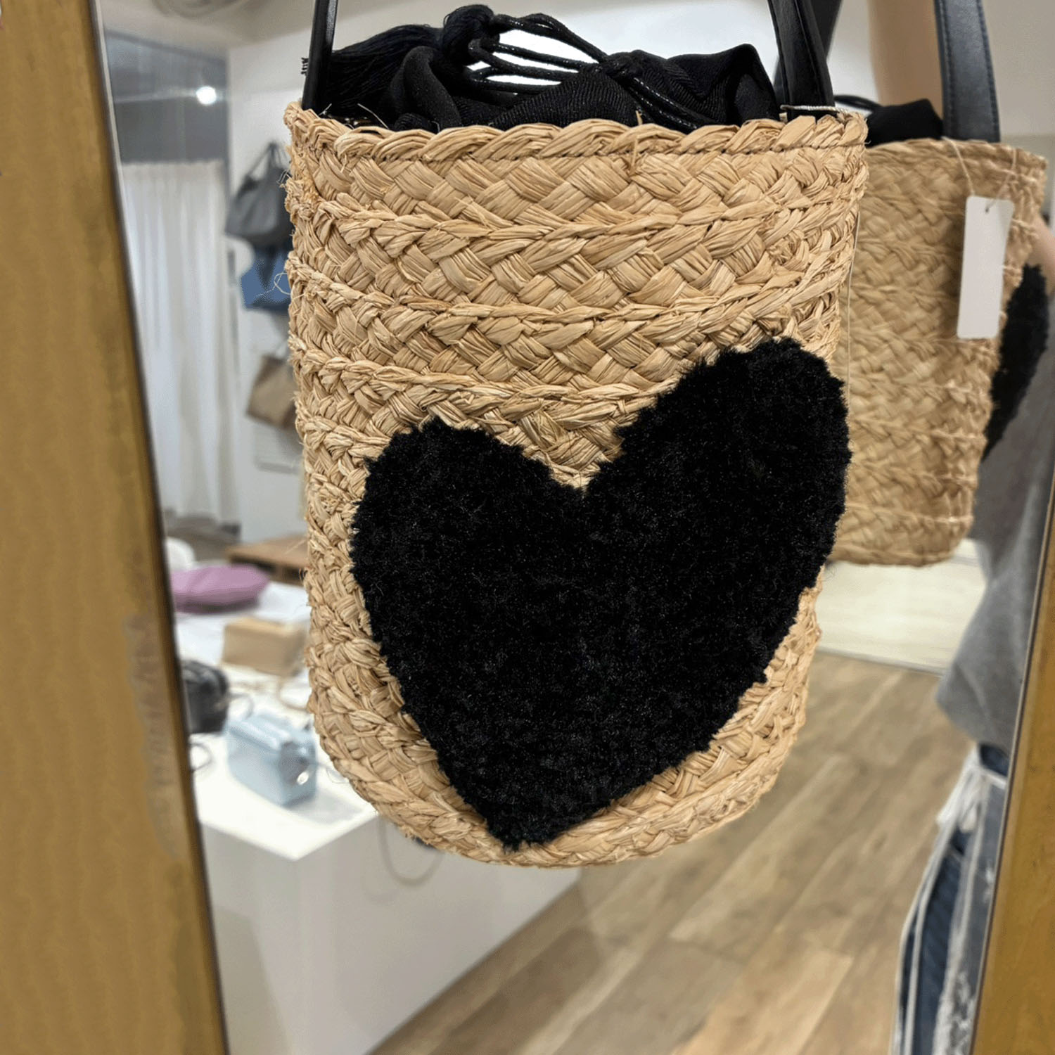 【Insta Live】cachecache ハート付ラフィアバケットトート - 画像5